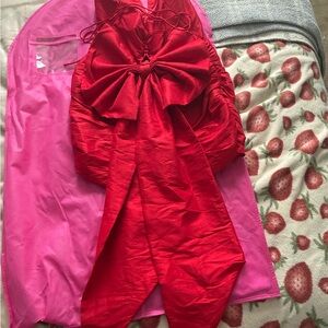 The Vintage Shop Vibrant Red Dress with Bow Detail